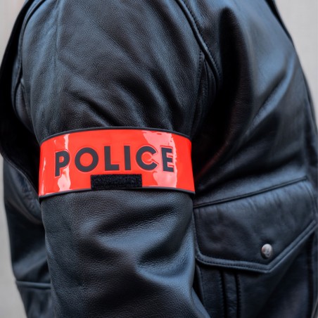 Brassard Police Orange Auto-Agrippant - Visibilité et Sécurité