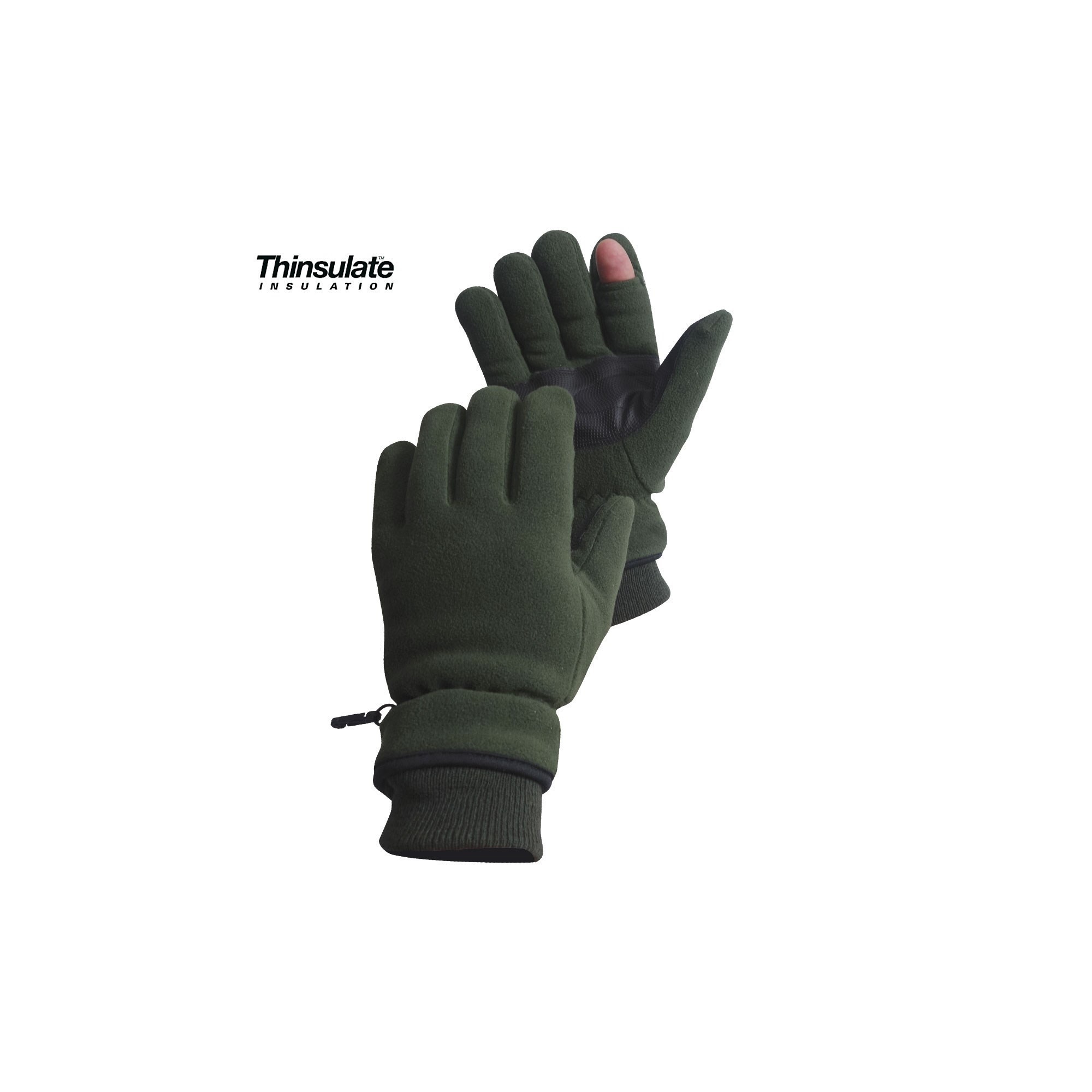 GANTS  POLAIRES  DOIGT TIREUR THINSULATE VERT ARMEE