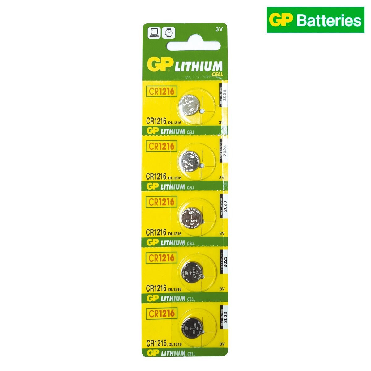 GP pile bouton, Lithium, CR1216 X 5