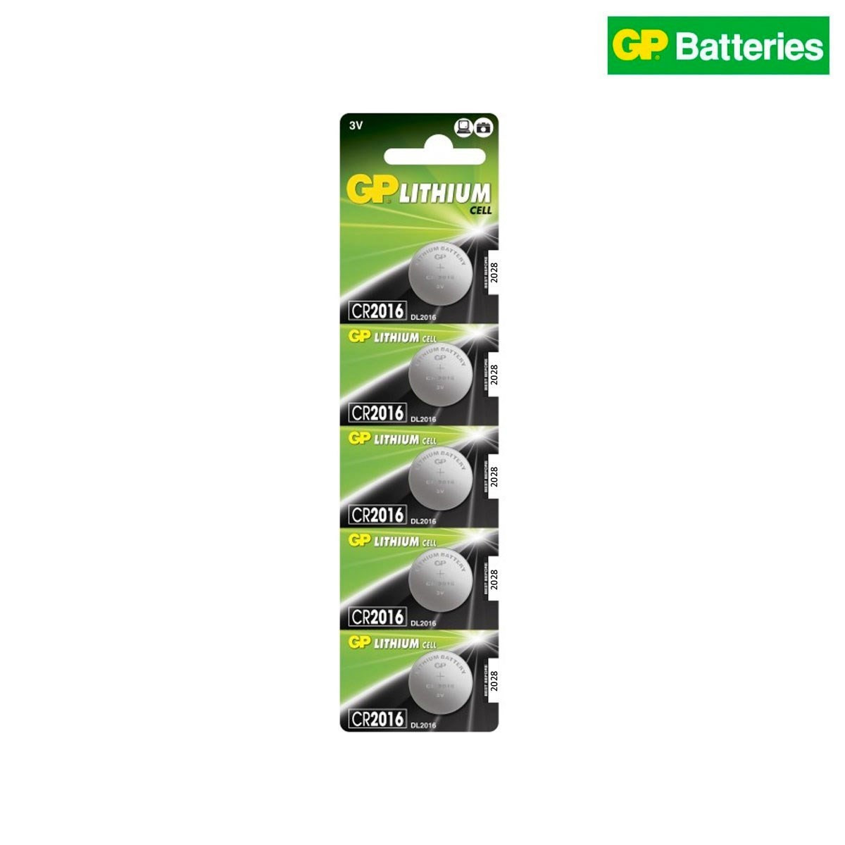 GP pile bouton, Lithium, CR2016 X 5