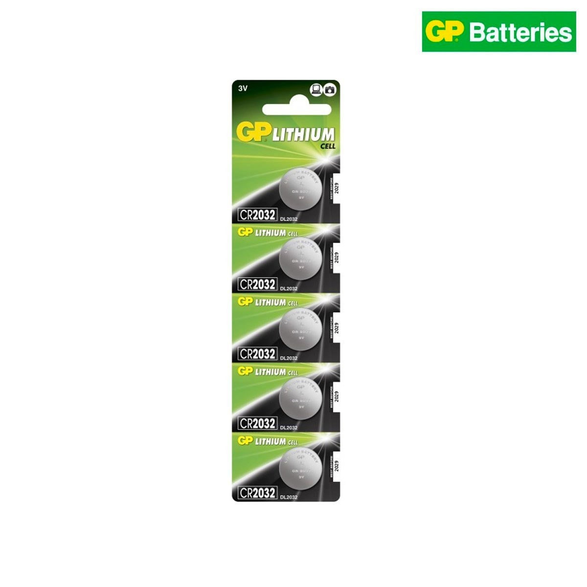 GP pile bouton, Lithium, CR2032 X 5