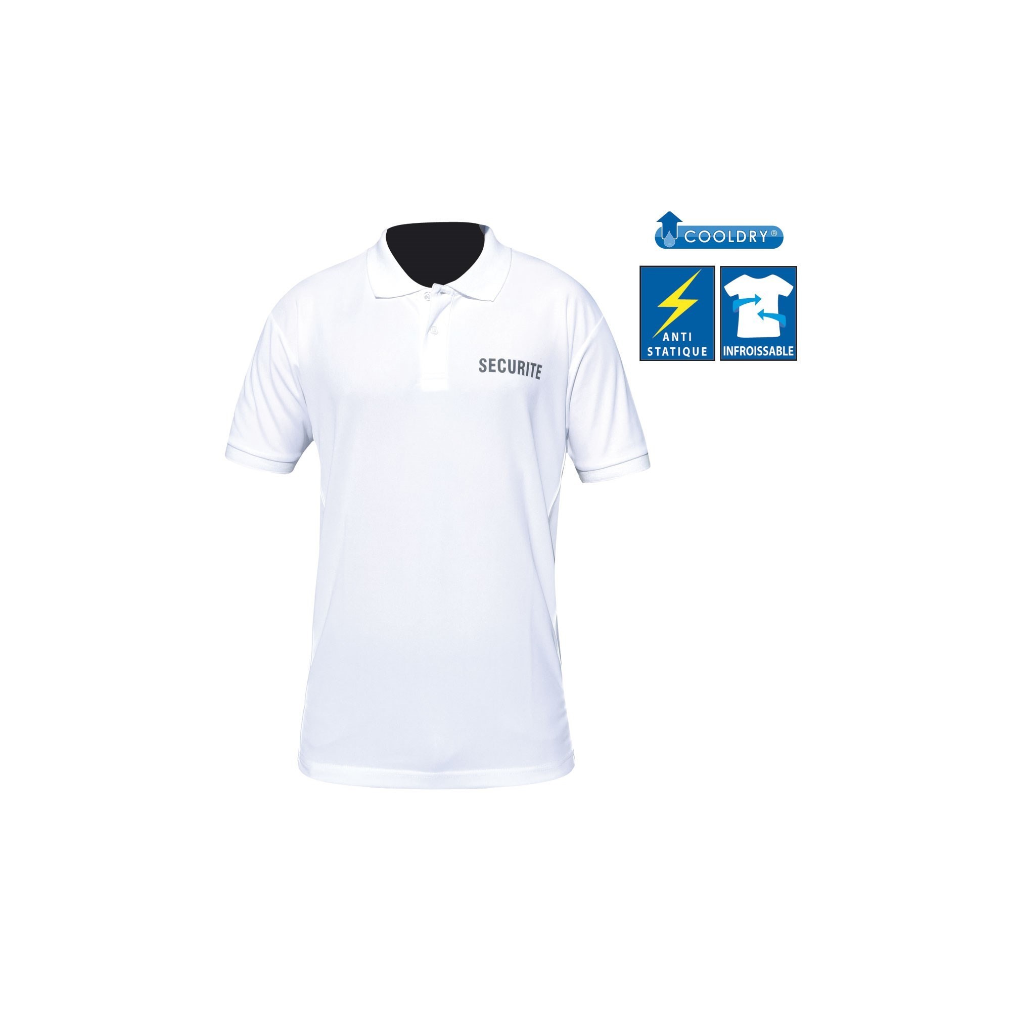 POLO COOLDRY BLANC IMPRIME SECURITE
