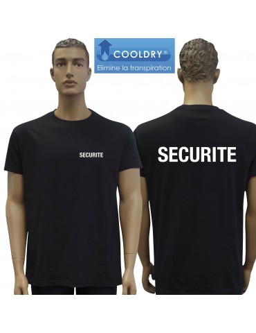 TEE SHIRT NOIR SECURITE COOLDRY MAILLE PIQUEE