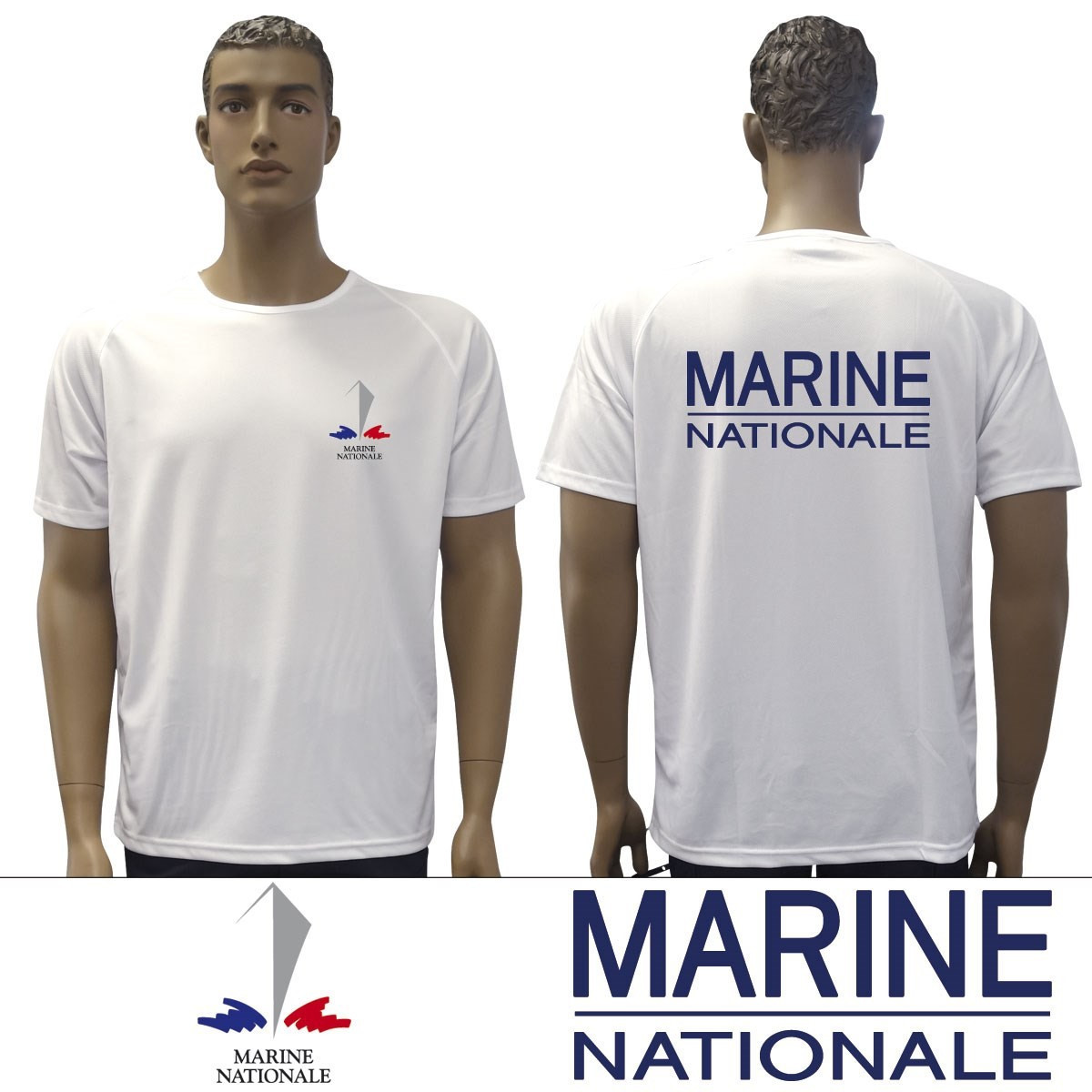 T-SHIRT FELIN BLANC MARINE NATIONALE