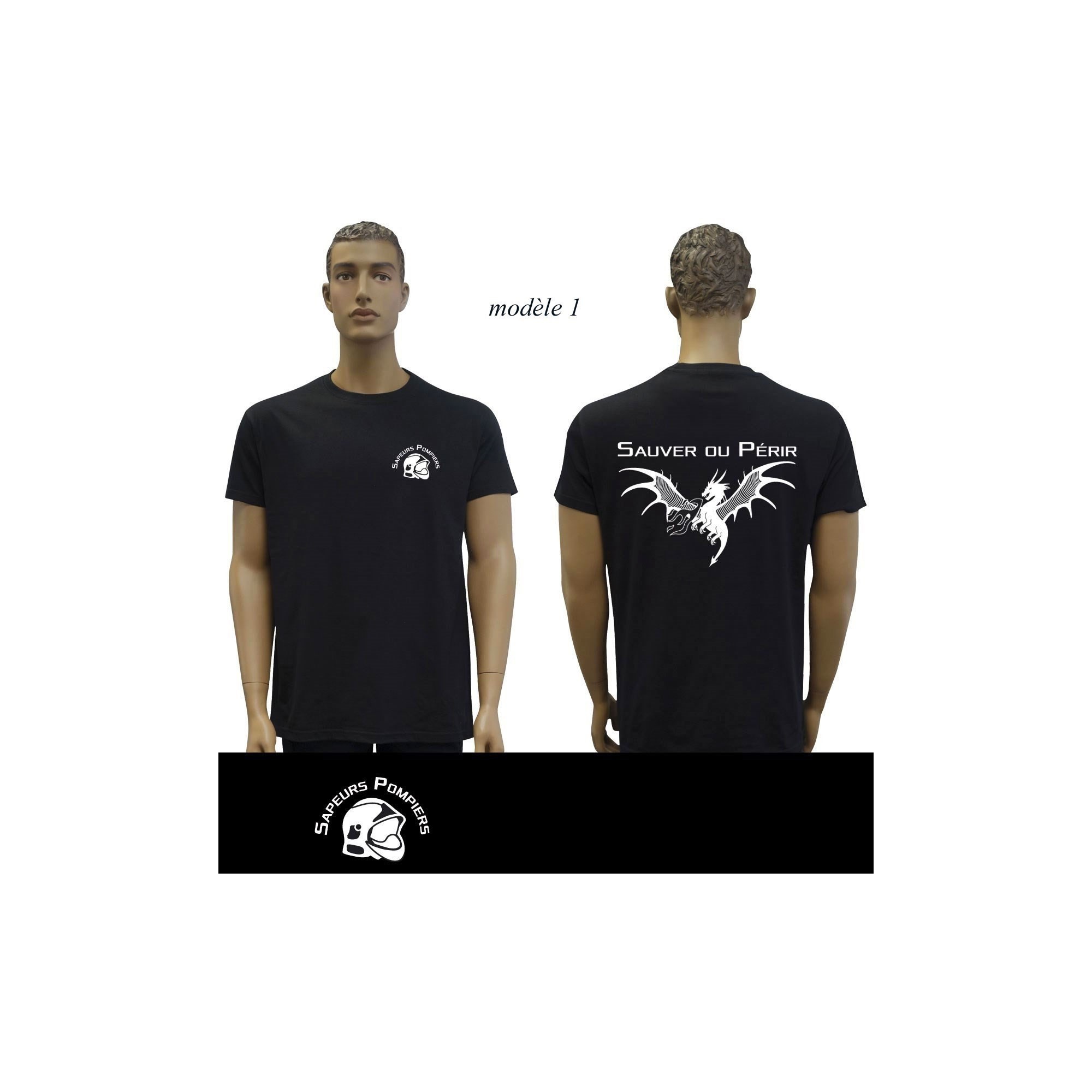 T-SHIRT NOIR IMPRIME POMPIERS : 20 modèles