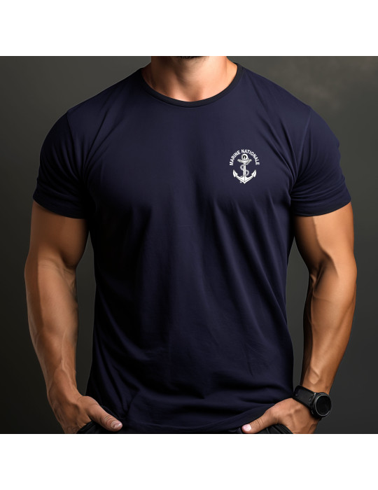 Tshirt bleu marine imprimé Marine Nationale