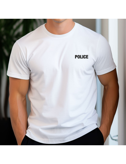 Tshirt blanc marquage Police