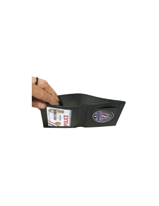 PORTE-CARTES CUIR FORMAT CB + BILLET AVEC INSIGNE POLICE  - 2